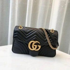 💝Gucci💝 NWT GG Marmont Medium Black Shoulder Crossbody Bag